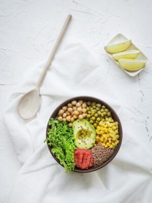 bowl of assorted foods